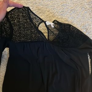 Michael Kors black baby doll type blouse. Med. Excellent cond. Top sheer&suede.